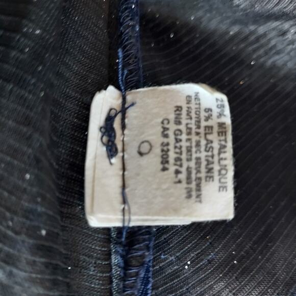 Eva Franco Navy Gold Metallic Peplum Blouse Size S - Picture 14 of 14